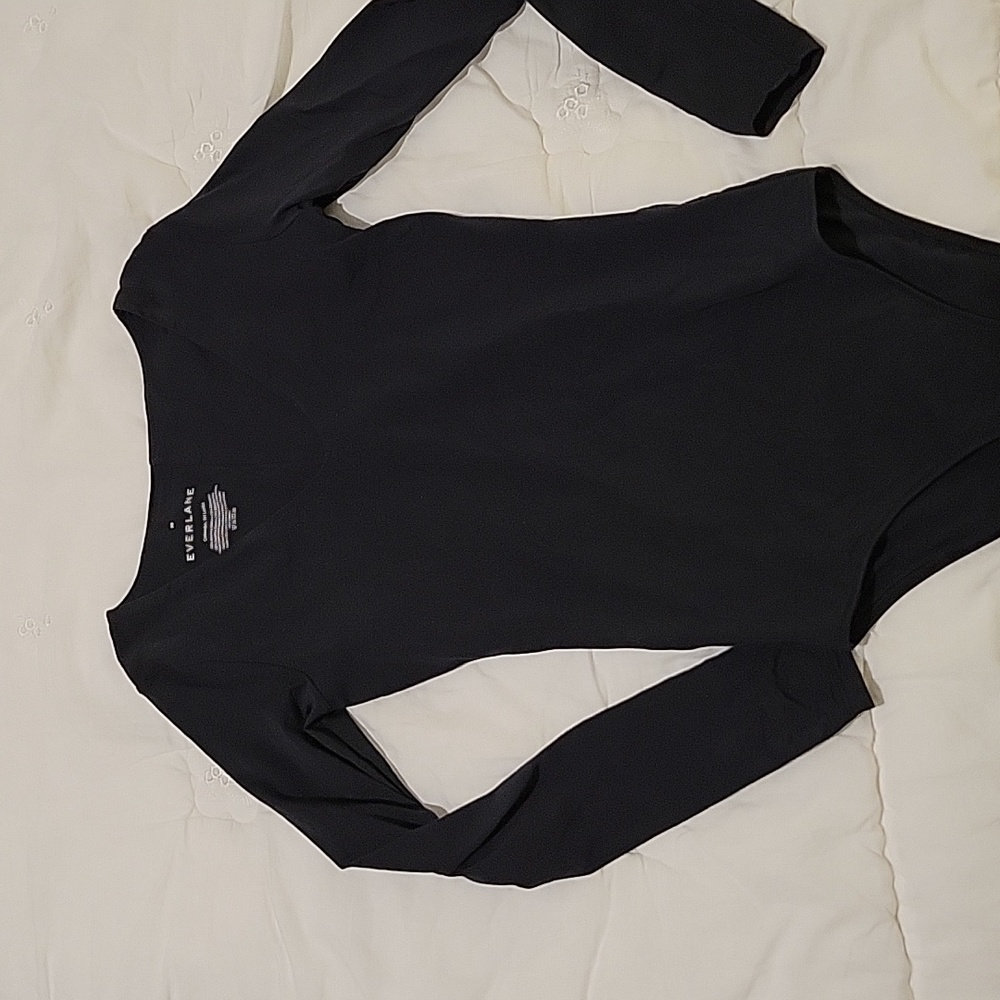 Everlane pima cotton v neck bodysuit black XS